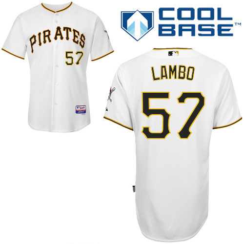 Andrew Lambo #57 MLB Jersey-Pittsburgh Pirates Men's Authentic Home White Cool Base Baseball Jersey